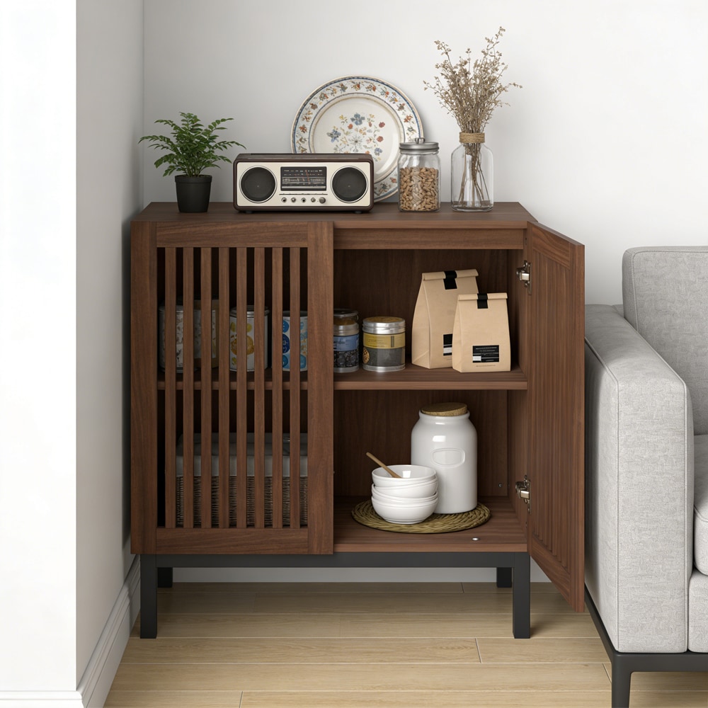 Wooden Sideboard Buffet Cabinet With Storage And Coffee Station_voghion.com